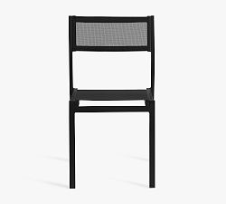 Open Box: Fiji Metal &amp; Mesh Stackable Outdoor Dining Side Chair - Black