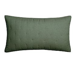 Open Box: Belgian Flax Linen Tufted Quilted Sham, King, Set of 2 - Cypress