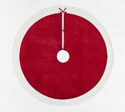 Open Box: Classic Velvet Tree Skirt - Red, Ivory Cuff