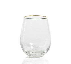 Hammered Gold Rim Stemless Wine Glasses, Set of 4