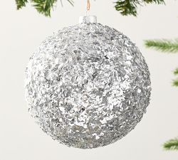 Oversized Silver Glitter Ornament