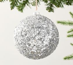 Oversized Silver Glitter Ornament