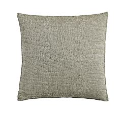 Open Box: Belgian Flax Linen Handcrafted Quilted Sham, Euro, Set of 3 - Dark Green