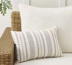 Open Box: Celine Striped Outdoor Performance Lumbar Pillow, 14" x 20" - Zinc