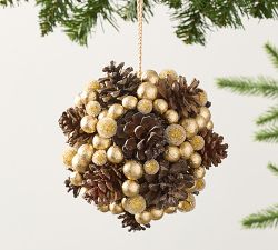Vintage Champagne Berry &amp; Pinecone Ornament