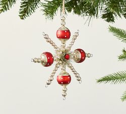 Vintage Glass Beaded Snowflake Ornament