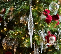 Glass Icicle Ornaments - Set of 3