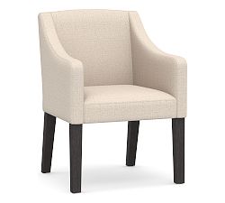 Open Box: Classic Slope Arm Upholstered Dining Armchair - Performance Everyday Linen Oatmeal, Blackened Oak Legs