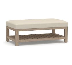 Open Box: Jake Upholstered Rectangular Ottoman - Performance Cozy Chenille Ivory, Seadrift Legs