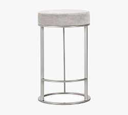 Open Box: Cutler Upholstered Counter Stool (30" H) - Gray, Nickle Base