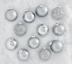 Open Box: Mixed Ornaments, Set of 12 - Silver