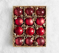 Open Box: Mixed Ornaments, Set of 12 - Red