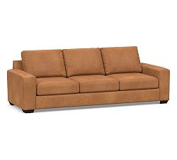 Open Box: Big Sur Square Arm Leather Grand Sofa (105"), 3 Seat Cushions, 3 Back Cushions, Churchfield Camel