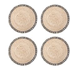 Open Box: Handwoven Twirled Edge Placemat, Set of 4 - Natural &amp; Navy