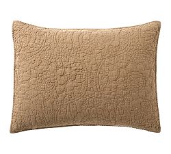 Open Box: Belgian Flax Linen Floral Stitch Quilted Sham, Standard, Set of 2 - Bronze