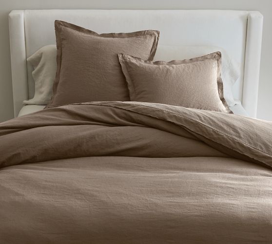 Housse De Couette Pottery Barn En Lin Belge - Taille King - Beige, Tissage Gaufré - NEUF