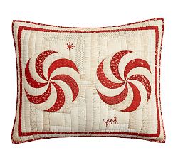 Open Box: Peppermint Swirls Reversible Quilted Sham, Standard - Red