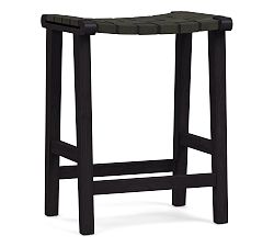 Open Box: Fenton Leather Backless Counter Stool (24.5") - Churchfield Ebony, Black Frame