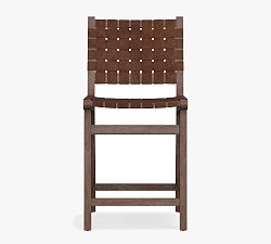 Open Box: Fenton Woven Leather Counter Stool (24") - Statesville Molasses, Coffee Bean