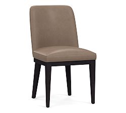 Open Box: Layton Leather Dining Chair - Legacy Taupe, Blackened Oak