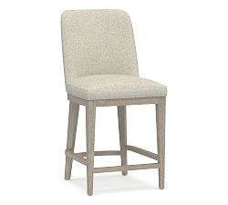 Open Box: Layton Upholstered Counter Stool (25.5") - Performance Heathered Basketweave Alabaster, Gray Wash