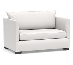 Open Box: Luna Twin Sleeper Sofa with Memory Foam Mattress (54") - Sunbrella® Performance Slub Tweed White