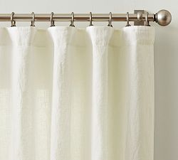 Open Box: Belgian Flax Linen Unlined Curtain, 100"W x 96"L - Classic Ivory