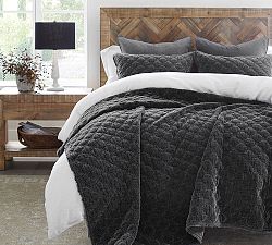Open Box: Velvet Lattice Handcrafted Quilt, Full/Queen - Gray