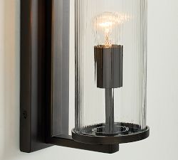 Blaine Ribbed Glass Tube Outdoor Sconce (18")