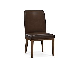 Open Box: Layton Grand Leather Dining Chair - Burnished Walnut, Vintage Amber Legs