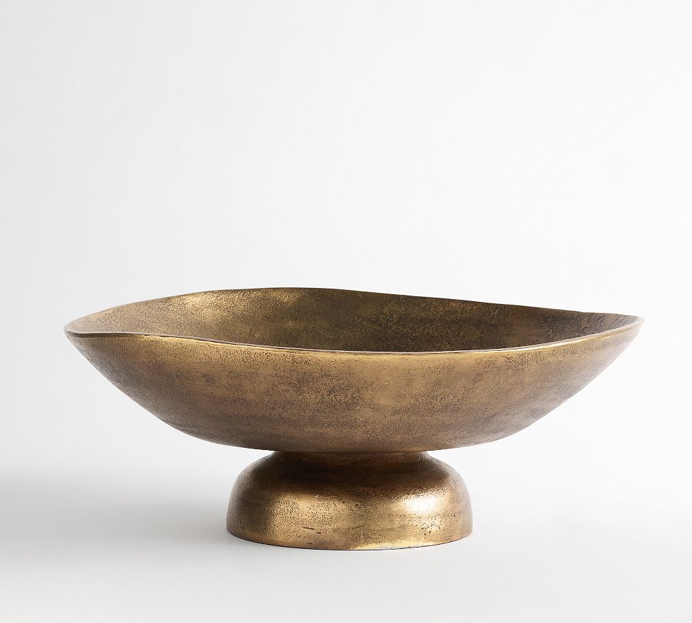 Antique Brass Decorative Footed Bowl large