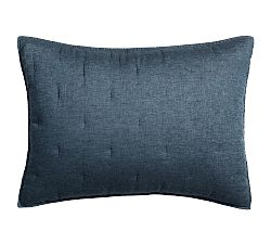 Open Box: Belgian Flax Linen Tufted Quilted Sham, Standard, Set of 2 - Loden