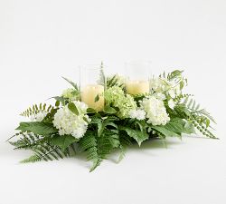 Faux Hydrangea and Fern Ceterpiece