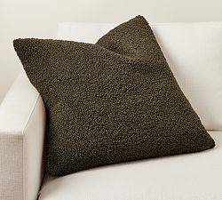 Open Box: Cozy Teddy Faux Fur Pillow Cover, 24" - Loden