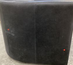 Open Box: Ayden Barrel Arm Leather Swivel Armchair (32") - Keystone Navy