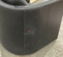 Open Box: Ayden Barrel Arm Leather Swivel Armchair (32") - Keystone Navy