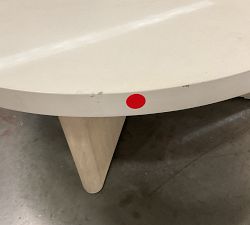 Open Box: Cayman Concrete &amp; Eucalyptus Round Outdoor Nesting Coffee Table, 40" Diam. - Biscotti/White Concrete Top