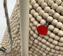 Open Box: Montauk Wood Bead Bell Pendant, 11" - White Wash