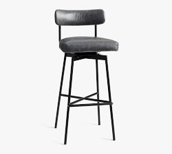 Pottery Barn Maison Leather Swivel Stool - Thumbnail 2