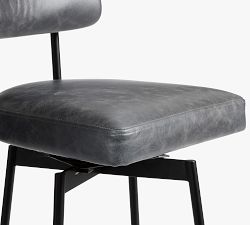 Pottery Barn Maison Leather Swivel Stool - Thumbnail 5