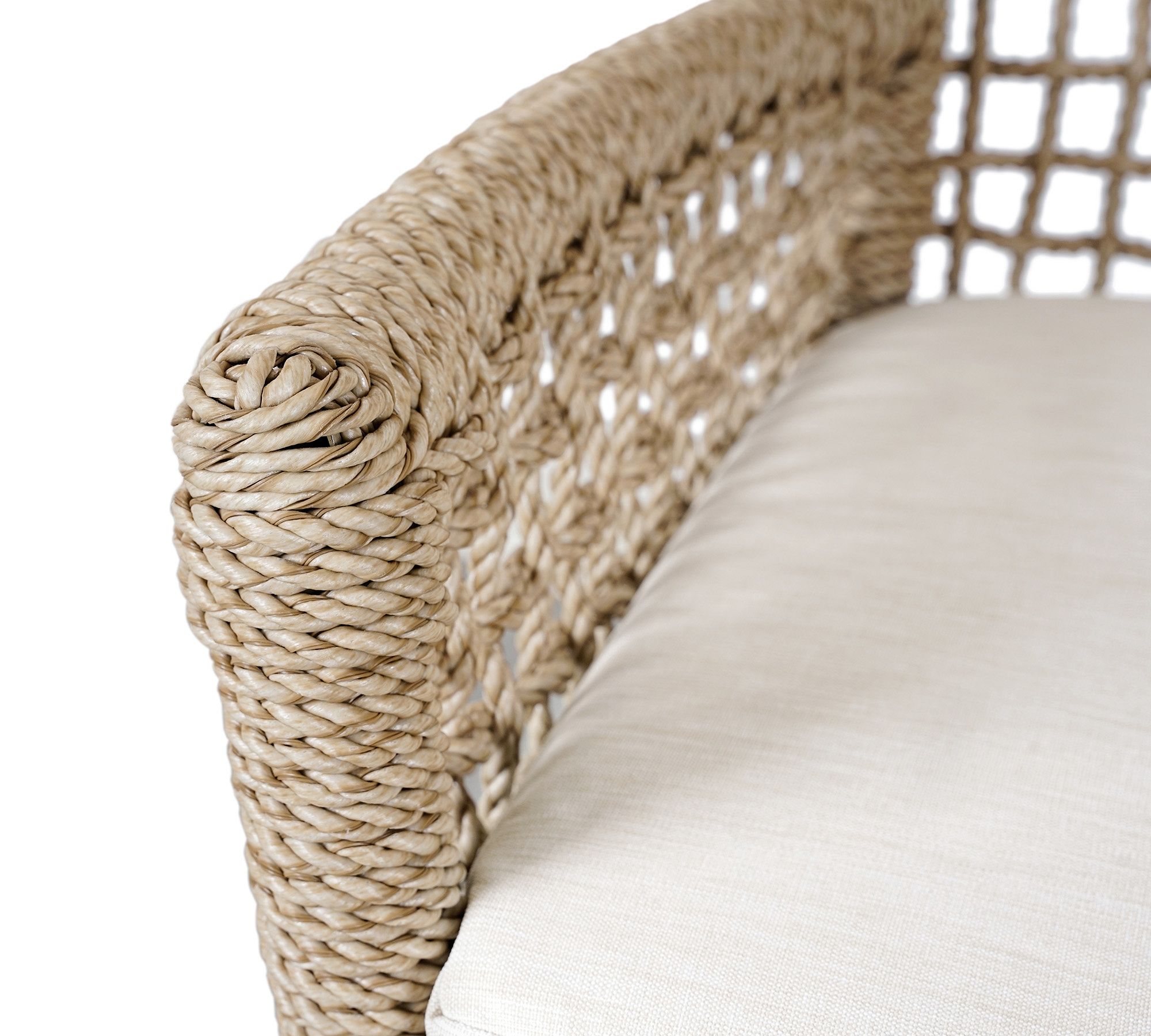 Close-up of the woven arm corner