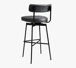 Pottery Barn Maison Leather Swivel Stool - Thumbnail 4