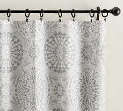 Open Box:  Riley Medallion Print Rod Pocket Linen Cotton Curtain