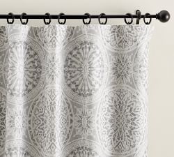 Open Box:  Riley Medallion Print Rod Pocket Linen Cotton Curtain