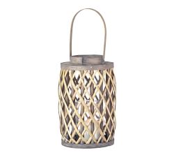 Gray Willow Lanterns With Glass Cylinder, Set of 4