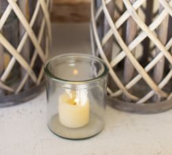 Gray Willow Lanterns With Glass Cylinder, Set of 4