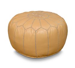 Nadia Moroccan-Style Leather Pouf