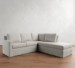 Cameron Modern Square Arm Slipcovered 3-Piece Bumper Sectional (99")