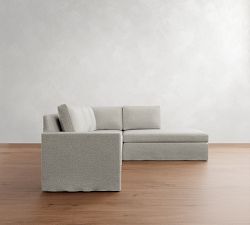 Cameron Modern Square Arm Slipcovered 3-Piece Bumper Sectional (99")