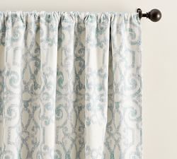 Open Box:  Margot Scroll Print Rod Pocket Linen Cotton Curtain